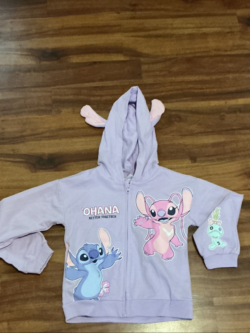 Disney Lavender Stitch & Angel Hoodie with Ear Hood new sz 6